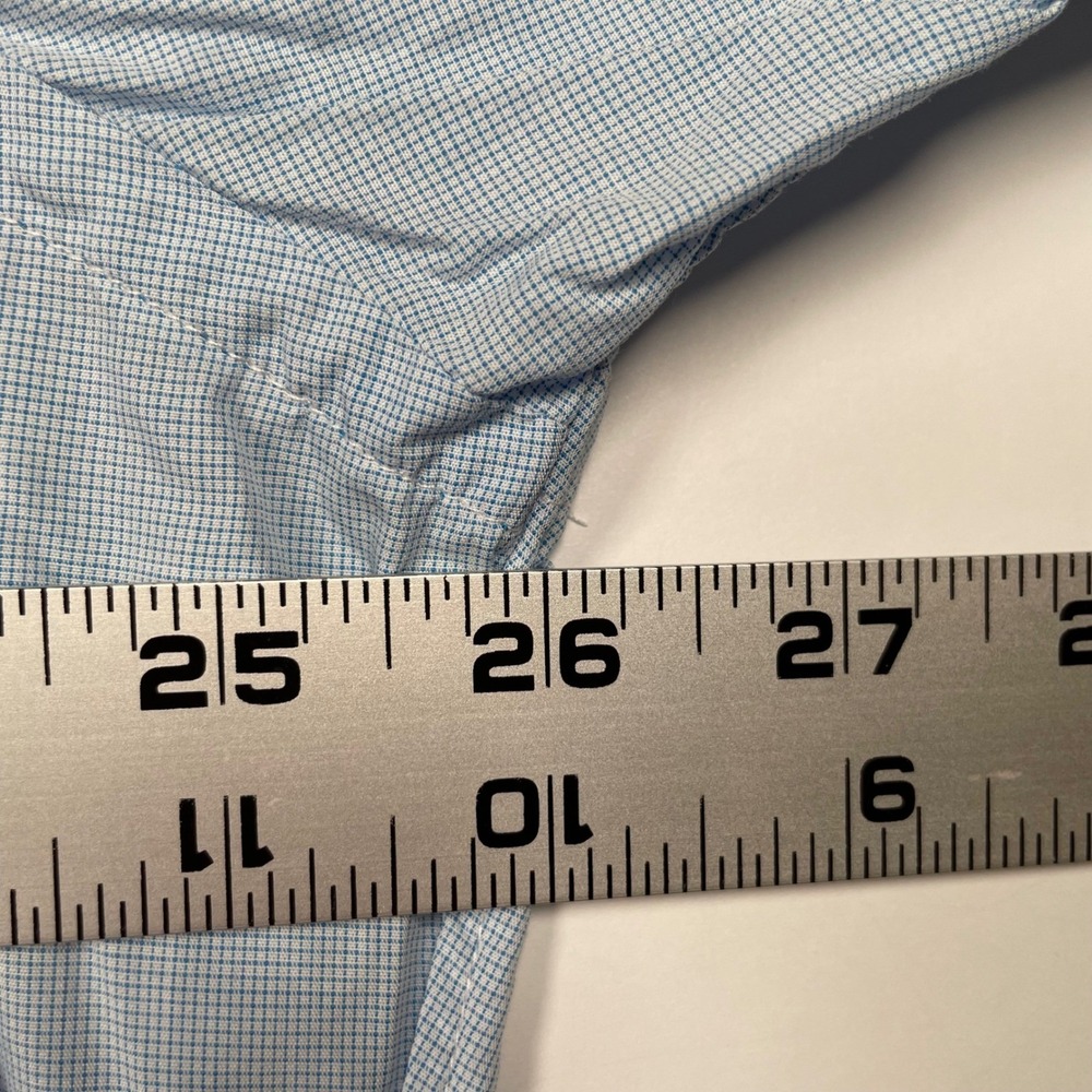 Holland & Sherry Bespoke Savile Row London‎ Blue Micro Check Dress Shirt Mens XL - Picture 3 of 7